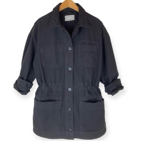 Everlane Cinchable Chore Jacket Cotton Canvas Black Sz Small MINIMALIST … - Picture 2 of 11